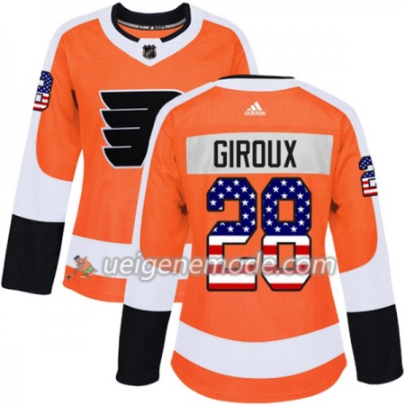 Dame Eishockey Philadelphia Flyers Trikot Claude Giroux 28 Adidas 2017-2018 Orange USA Flag Fashion Authentic